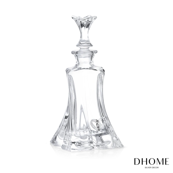 BOTELLA DE CRISTAL C/ APLICACION EN PLATA ALIANZAS 36CM 2
