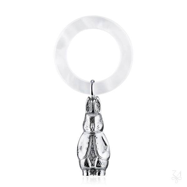 STERLING SILVER BUNNY TEETHER RATTLE 2