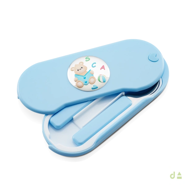 CONJUNTO INFANTIL TENEDOR Y CUCHARA CELESTE - OSO 2