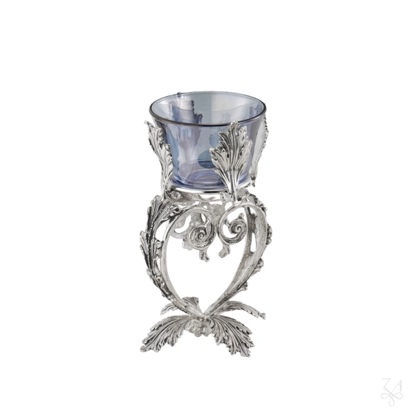 Salt Holder Heart Acanthus Leaf w/ Base Leaf - H.- 13cm 3