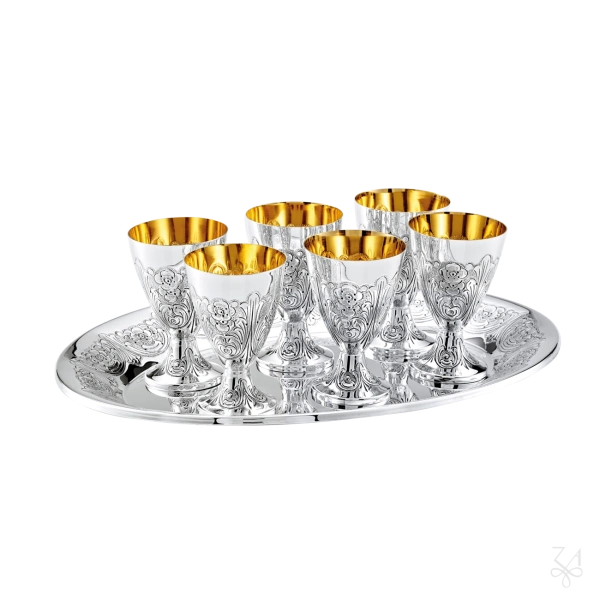 Liquor 8 Cups Set with Tray - Mod. Poppy 5