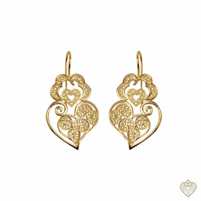 PENDIENTES CORAZON PLATA DORADA - FILIGRANA - 3CM 1