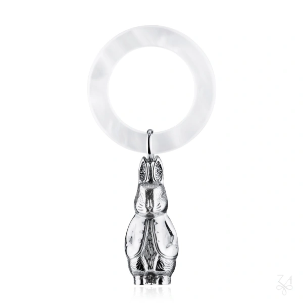 STERLING SILVER BUNNY TEETHER RATTLE 1