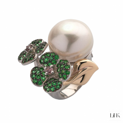 ANILLO PLATA925 Y ORO9K - 82 CIRCONITAS - AMOR PRIMAVERA 1