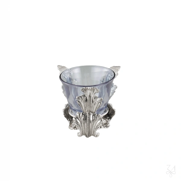 Salt Holder w/ Blue Crystal - Mod. Acanthus Leaf 1