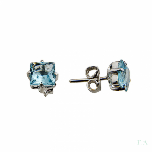Earrings FA Blue Square Solitaire 1