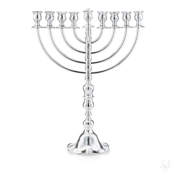 STERLING SILVER RELIGIOUS MENORAH VERONA SMALL HAMMERED 1