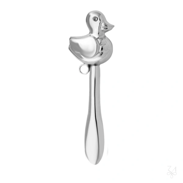 SONAJERO EN PLATA CON MANGO LISO - PATO PEQUEÑO 1