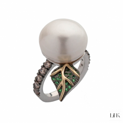 ANILLO PLATA925 Y ORO9K -32 CIRCONITAS -  PRIMAVERA 1