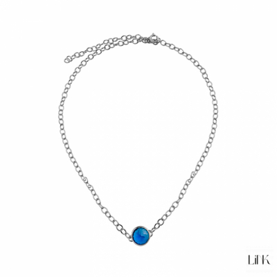 COLLAR EN PLATA  C/ PIEDRA AZUL OSCURA 2