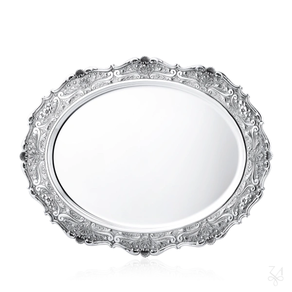 STERLING SILVER OVAL TRAY SHELL 54X42 CM 3