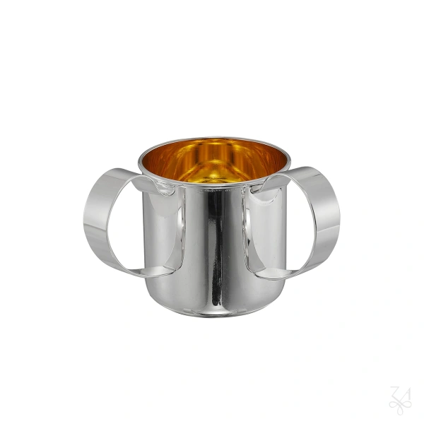 CYLINDRICAL JUG 2 HANDLES WAVE INT/GOLD H.11 CM 2