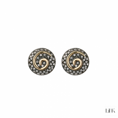PENDIENTES PLATA 925/ORO9K - 86 CIRCONITAS -2.1CM - ESPIRAL 1