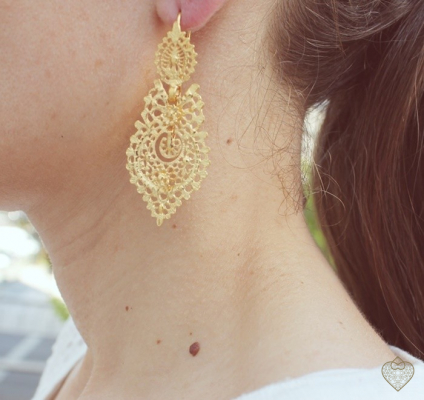 PENDIENTES EN PLATA  DORADA 5.5CM 2