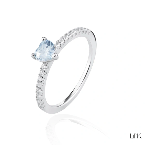 ANILLO COMPROMISO LINK CORAZÓN CIRCONIA AZUL 1