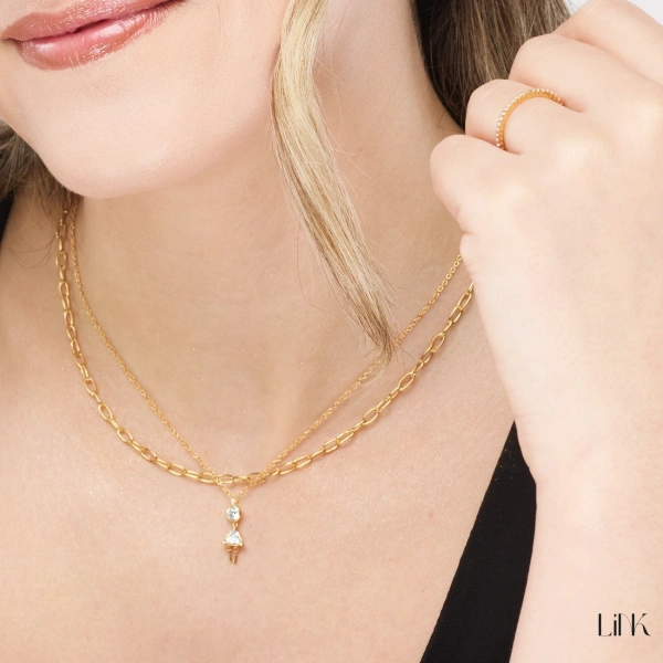 COLLAR LINK DORADO - NIÑA PIEDRA BLANCA 4
