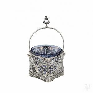 Salt Holder w/ Blue Crystal and Handle - 7x7-Mod. Flowered Grid 1