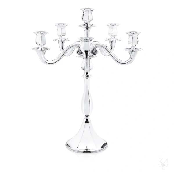 STERLING SILVER RELIGIOUS CANDELABRA ZURICH 25 6L 1