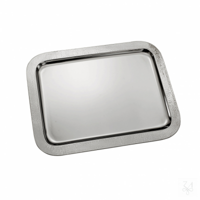 Rectangular Tray without Handles - Mod. CD - 37x27cm - Border Hammered "Beat-Cut" 1
