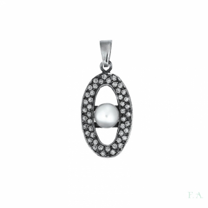 COLGANTE EN PLATA CON PERLA Y CIRCONITAS 1