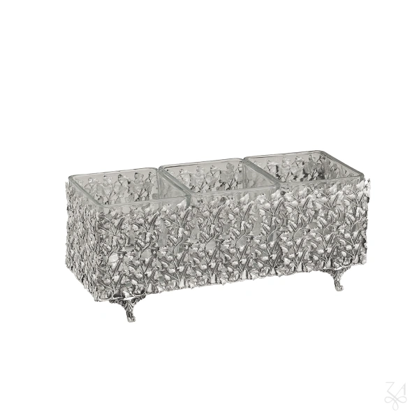 Vase and Flatware Holder 31x11 - Rectangular with  3 Crystals 3