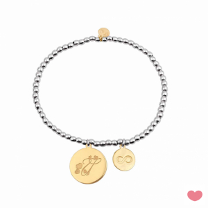 PULSERA BOLAS PLATA DORADA- 2 PLACAS REDONDAS- PERSONALIZAB. 1