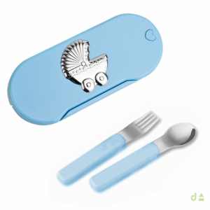 CONJUNTO TENEDOR Y CUCCHARA CELESTE -MOD. COCHE 1