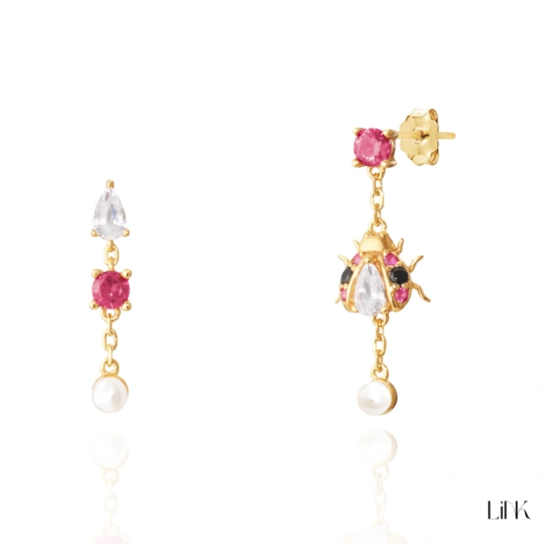 Earrings Link Golden - Ladybug 1