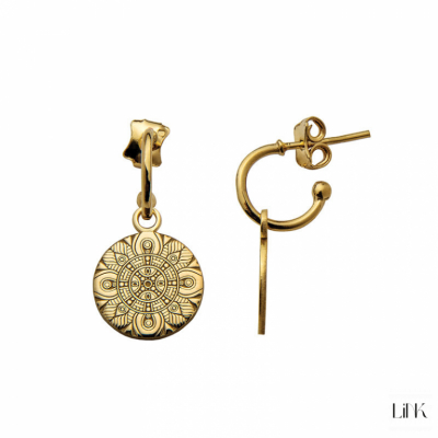 Hoops Earrings Link Misty Style Golden - Mandala 1