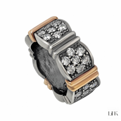 ANILLO PLATA 925/ORO9K - 35 CIRCONITAS - LÍRIO 1