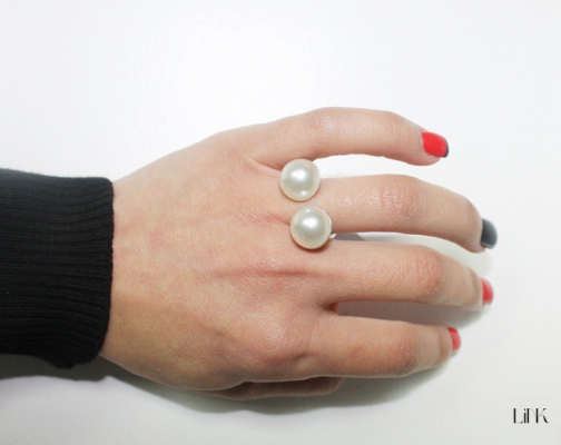 ANILLO EN PLATA - 2 PERLAS 2