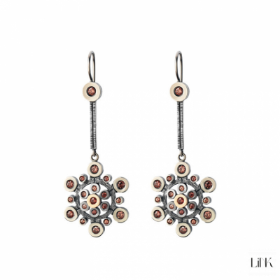 PENDIENTES PLATA 925/ORO9K - 40 CIRCONITAS-2.6CM- MARGARIDA 1