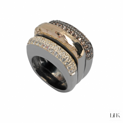 ANILLO PLATA 925/ORO9K- 60 CIRCONITAS - 1.4CM - CINDERELA 1