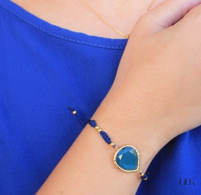 PULSERA ALGODÓN C/ PIEDRA CELESTE 3