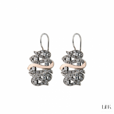 PENDIENTES PLATA 925/ORO9K - 84 CIRCONITAS - 3.5CM - LOTUS 1