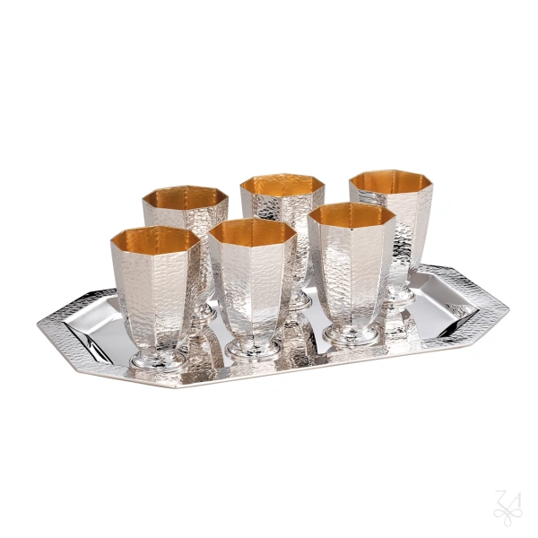 Liquor 8 Cups Set with Tray - Mod. Octogonal 1