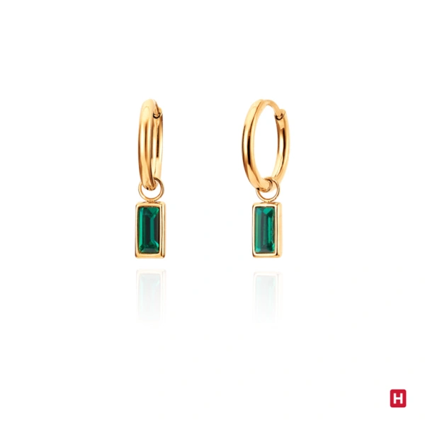 Hoop Earrings Hassu Golden - Green 1