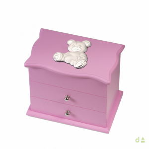 CAJA OSO GRANDE + JOYERO MADERO ROSA 18X21X12 1