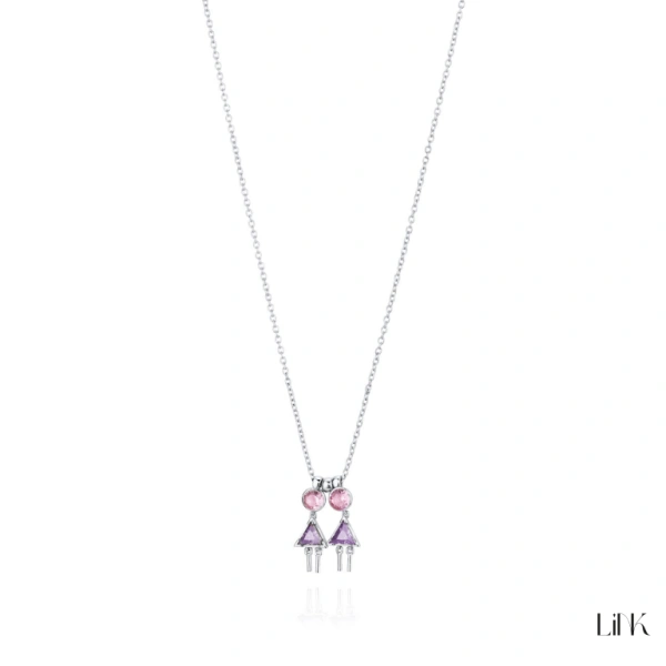 Colar Link - 2 meninas - rosa 3