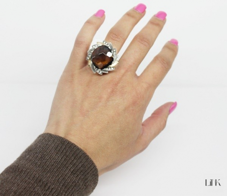 ANILLO PLATA DE LEY 925, CON PIEDRAS Y ORO 9KL 2